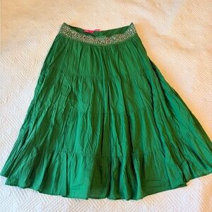 Vintage Raviya boho gauzey green Skirt with embellished sequined Waist size S